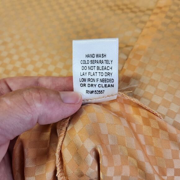 BAEVELEY Midi Maxi Cowl Neck Slip Dress Womens M Orange Apricot Checkerboard NEW - Picture 8 of 11